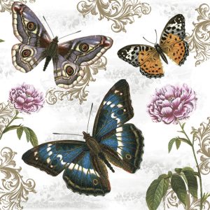 Χαρτοπετσέτα Maki για decoupage, butterflies on retro backouground 33*33cm