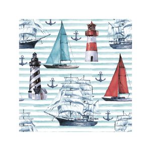 Χαρτοπετσέτα Maki για decoupage, watercolor sailing motifs 33*33cm