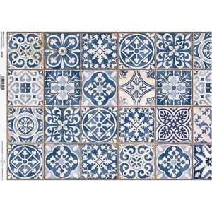Ριζόχαρτο ITD για decoupage, blue tiles 42*30cm