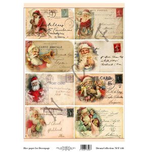 Ριζόχαρτο Ncf για decoupage, Post cards Santa Claus 30*42cm