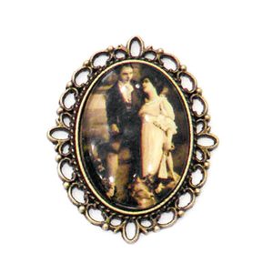 Μεταλλικό vintage ζευγάρι με γυάλινη κάλυψη, 2,5*3,5cm