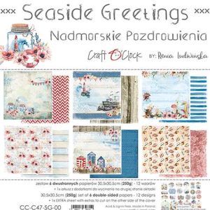 Χαρτιά scrapbooking seaside greetings, Craft O'Clock 30,5*30,5cm-6+1τεμ