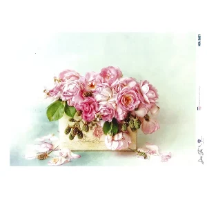 Ριζόχαρτο Decostar για decoupage, ροζ τριαντάφυλλα 30*42cm