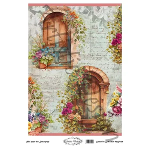 Ριζόχαρτο Artistic Design για decoupage, παράθυρα με λουλούδια 30*42cm