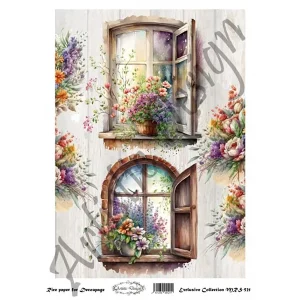 Ριζόχαρτο Artistic Design για decoupage, παράθυρα με λουλούδια