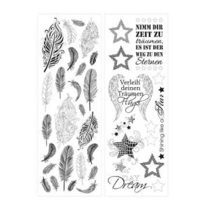 Water transfer paper Viva Decor, feather and stars 11*34cm-2τεμ