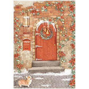 Ριζόχαρτο Stamperia για decoupage, Christmas red door 21*29,7cm