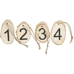 Ξύλινοι mini κορμοί με κορδόνι και νούμερα, 6-7cm-4τεμ