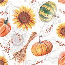 Χαρτοπετσέτα Ambiente για decoupage, pumpkins and sunflowers 33*33cm