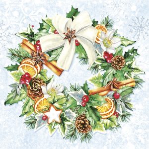 Χαρτοπετσέτα Daisy για decoupage, painted Christmas wreath 33*33cm