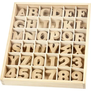 Ξύλινο κουτί με γράμματα και αριθμούς mdf, 288τεμ