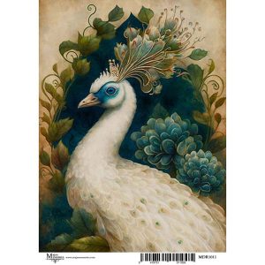 Ριζόχαρτο για decoupage maja's memories, white peacock 30*42cm