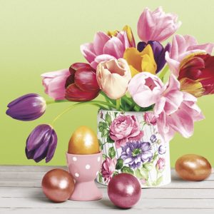 Χαρτοπετσέτα Maki για decoupage, pastel tulips bouqouet 33*33cm